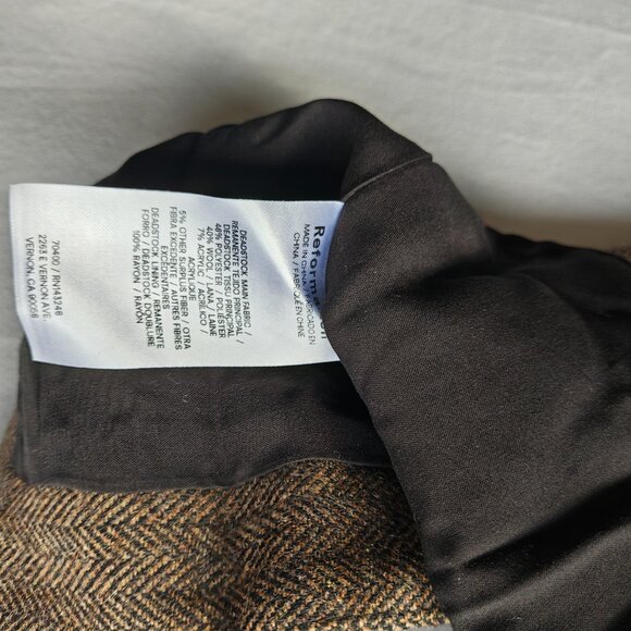 REFORMATION Sutton Top in Brown Herringbone, size 6 - Picture 7 of 8